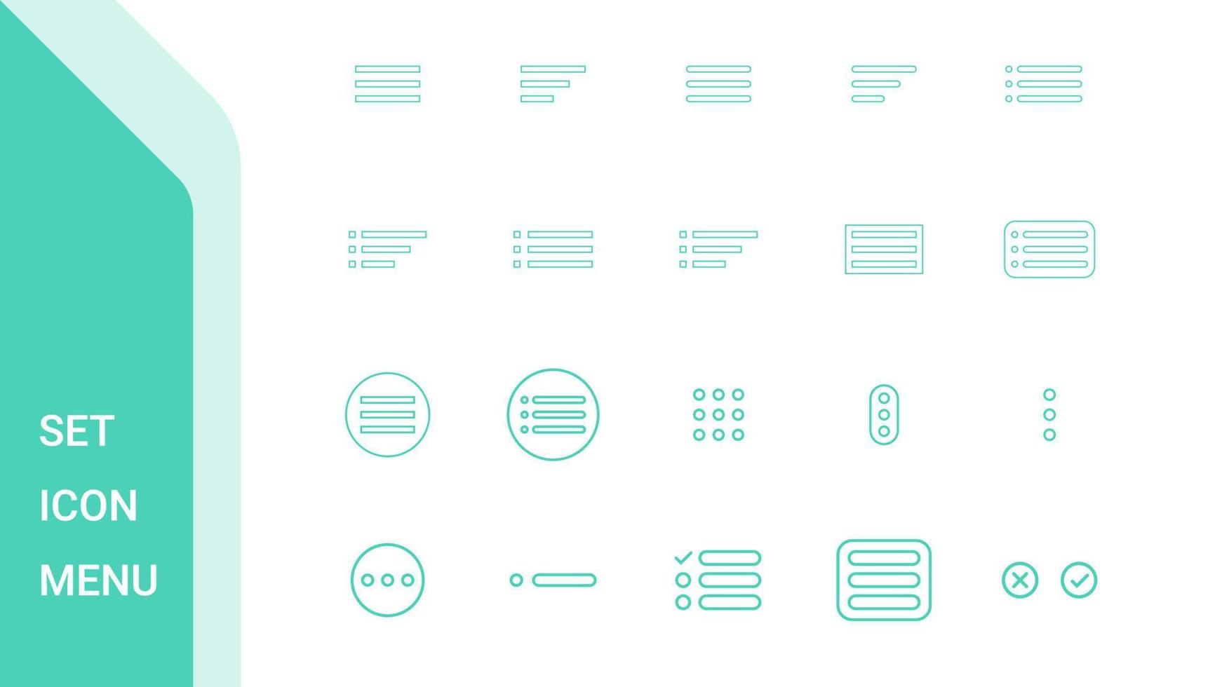 Establecer menú de iconos con diseño de línea moderna. paquete de elementos de la lista del sitio web. iconos de línea de menú de hamburguesas vector