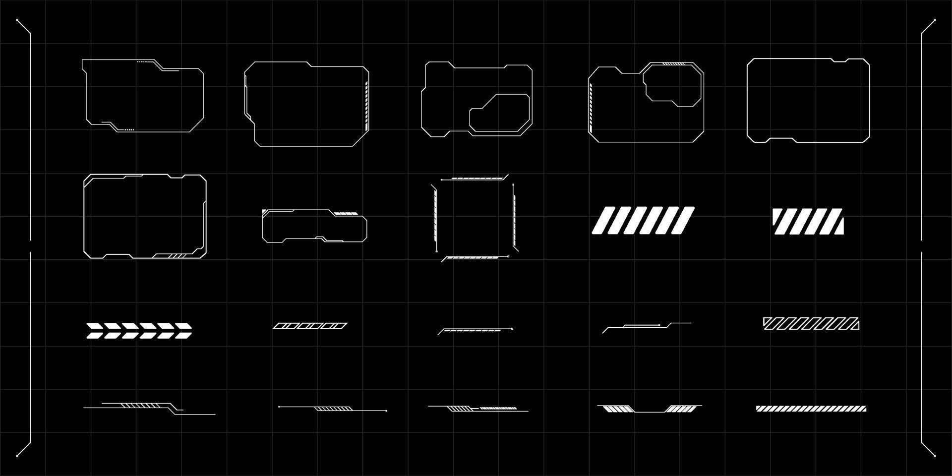 Cyberpunk frame hud elements. Futuristic info boxes layout templates ...