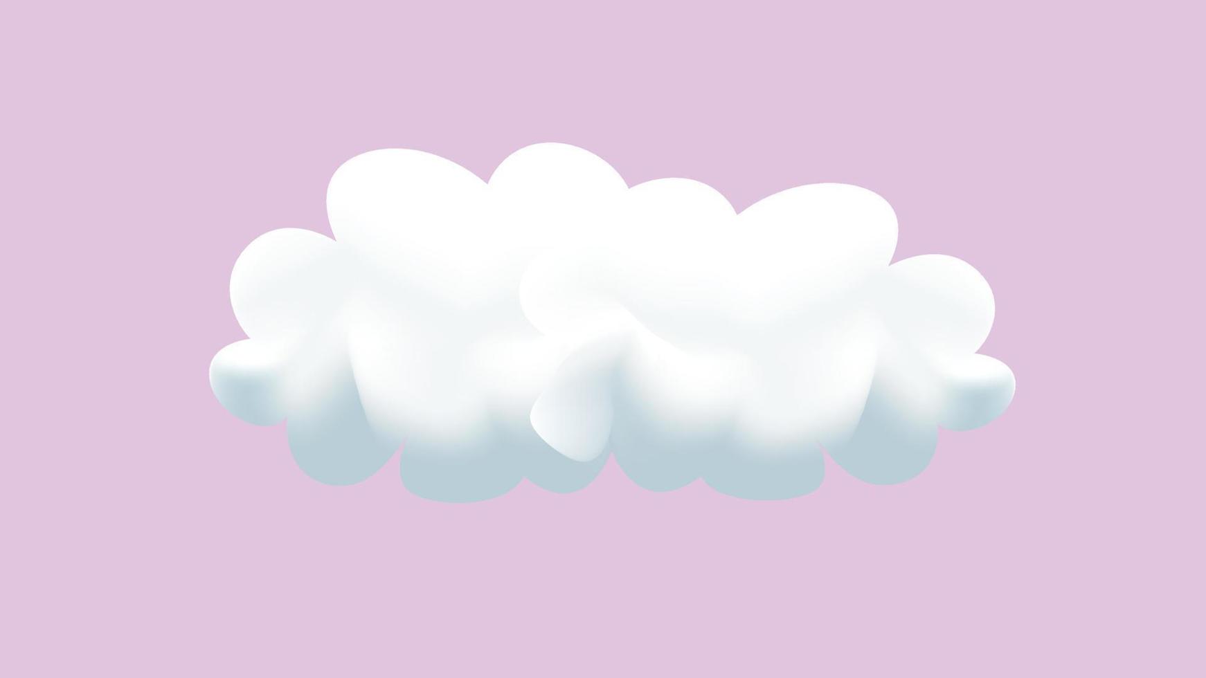 conjunto de nubes 3d blancas aisladas en un fondo púrpura. vector