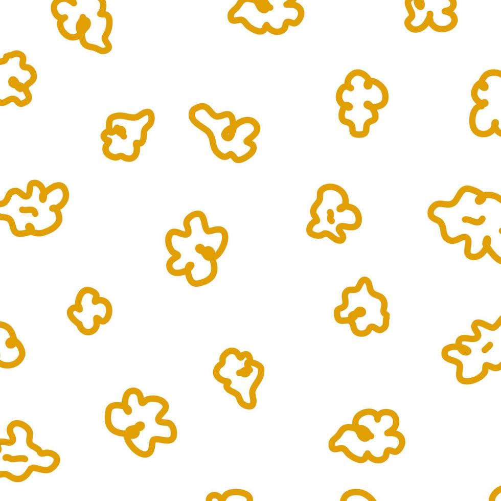 Popcorn pattern for packaging snacks. doodle popcorn. Popcorn fluffy flakes pattern. Popcorn Background pattern. vector