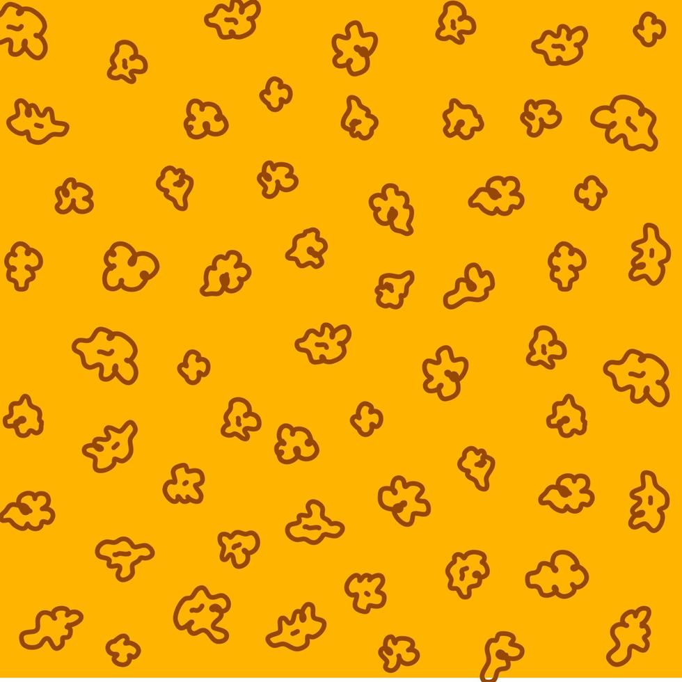 Popcorn pattern for packaging snacks. doodle popcorn. Popcorn fluffy flakes pattern. Popcorn Background pattern. vector