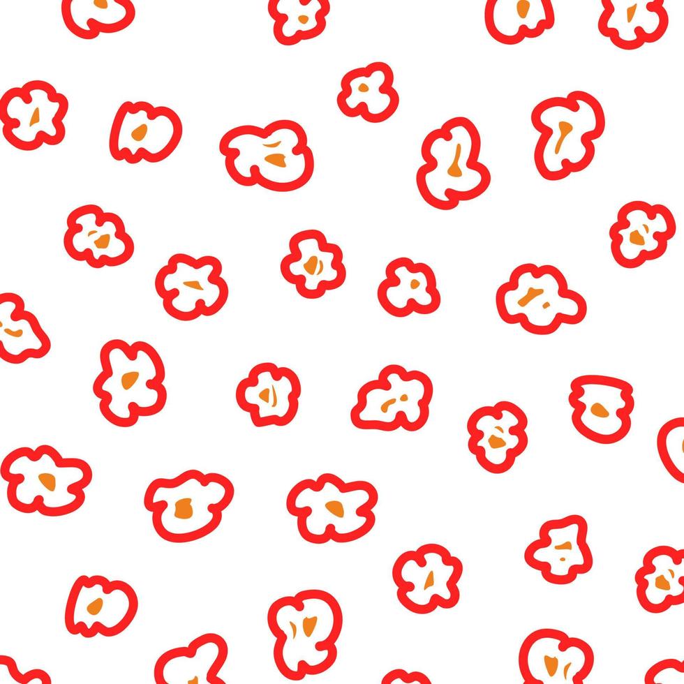 Popcorn pattern for packaging snacks. doodle popcorn. Popcorn fluffy flakes pattern. Popcorn Background pattern. vector