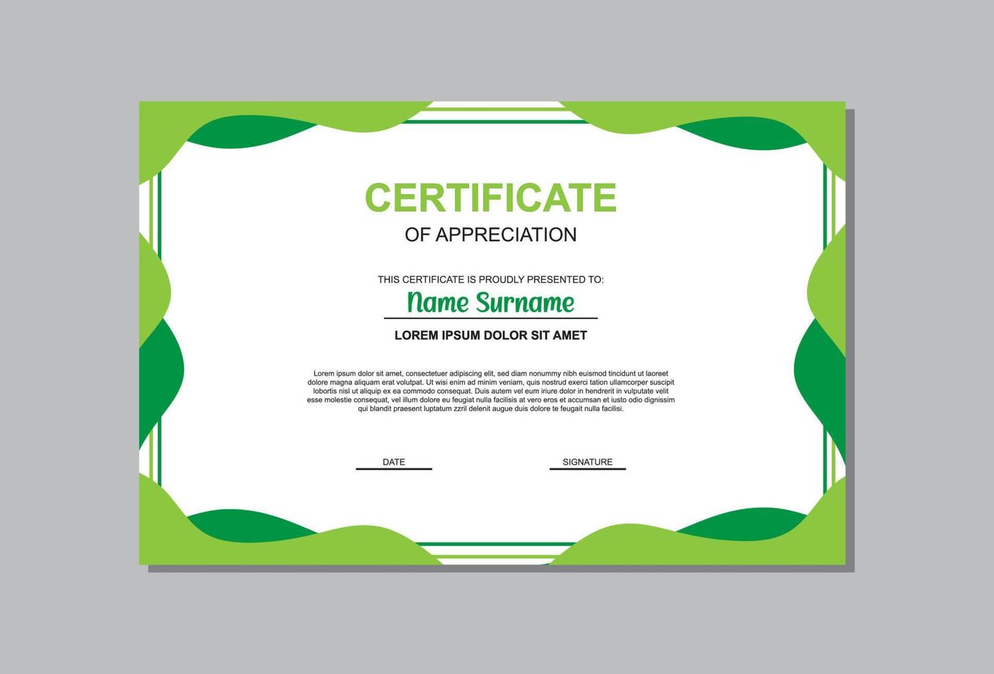 certificate template with green modern style vector