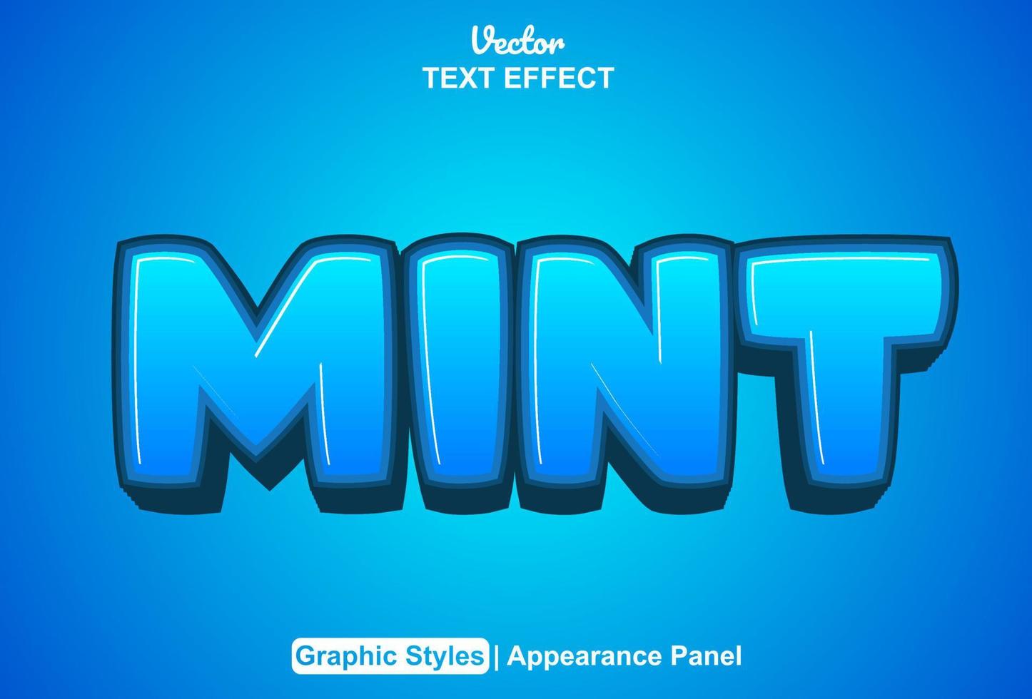 mint text effect with graphic style and editable. vector