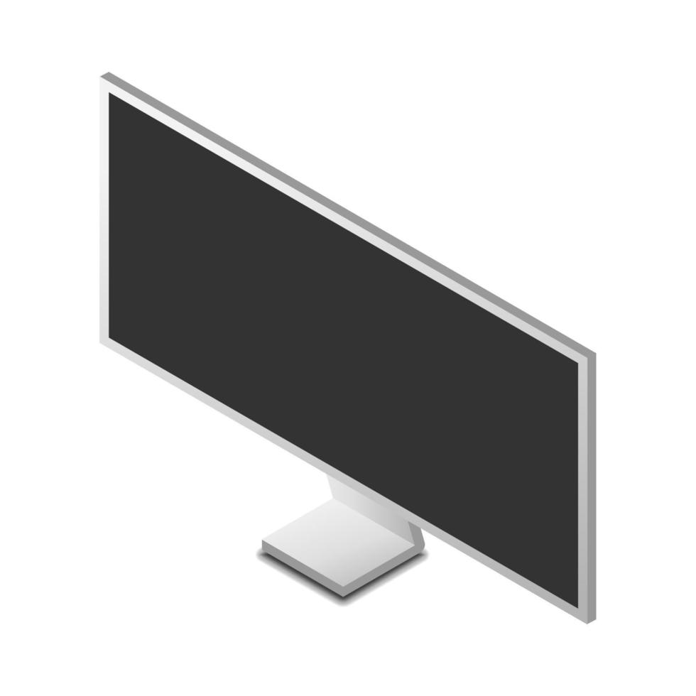 computer monitor isometric view vector illustration isolated on white background