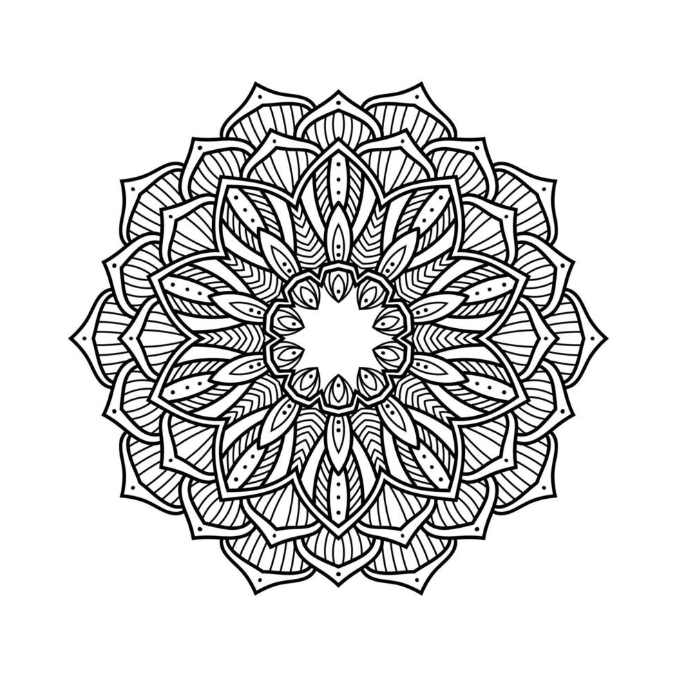 vector de arte mandala. patrón decorativo de flores circulares, puede usarse para henna, tatuaje, página de libro para colorear.