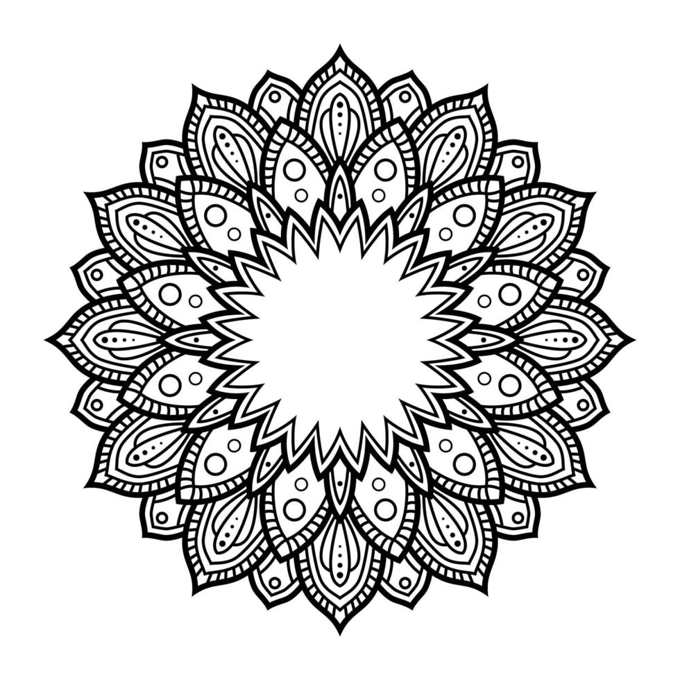 vector de arte mandala. patrón decorativo de flores circulares, se puede utilizar para henna, tatuaje, página de libro para colorear.