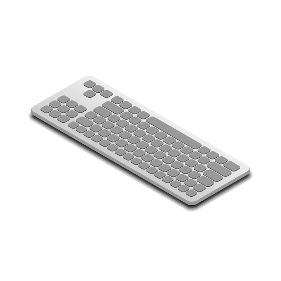 vector de teclado de pc inalámbrico aislado sobre fondo blanco con vista isométrica