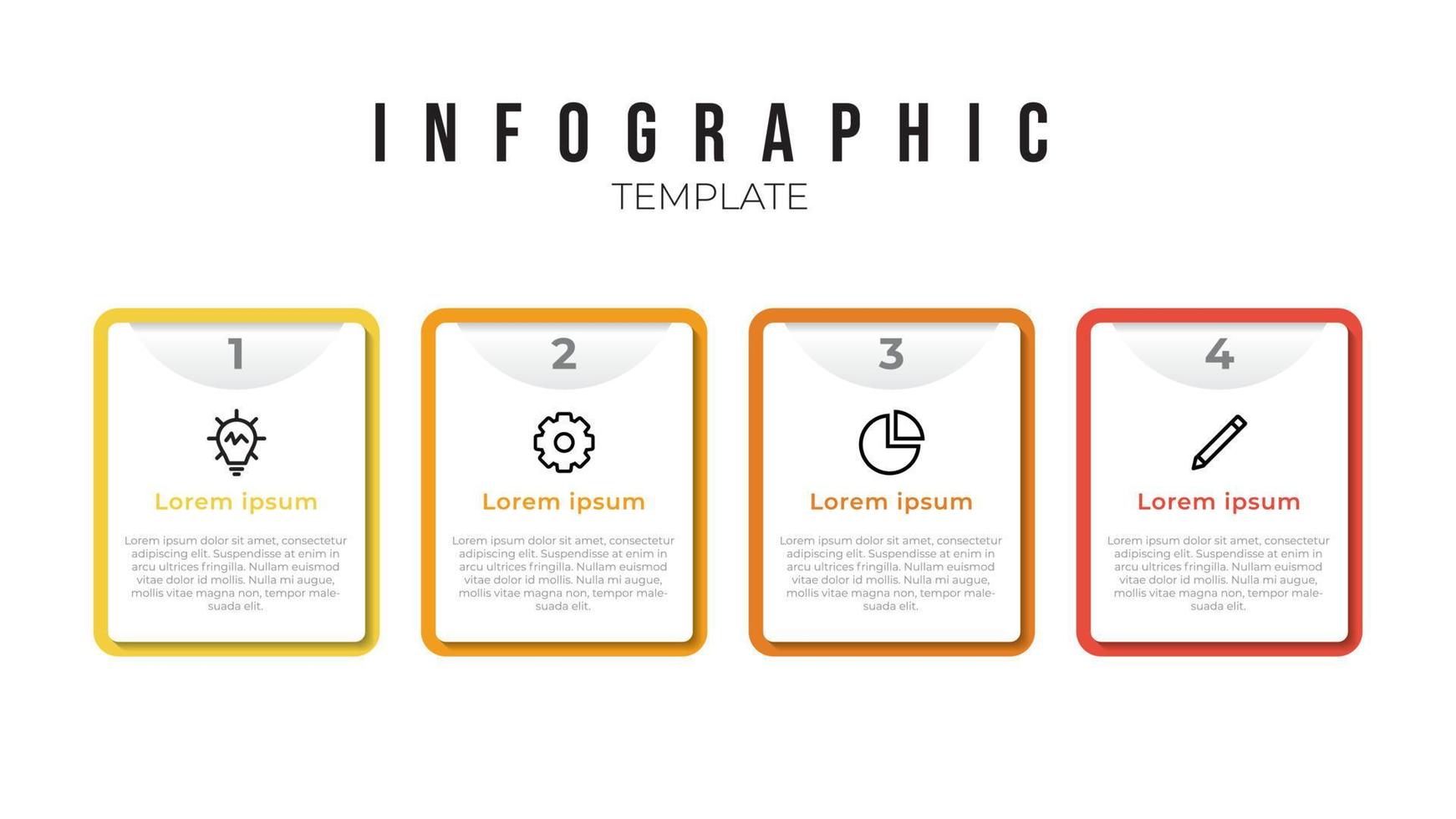 plantilla de lista infográfica con 4 puntos de columna e iconos vector