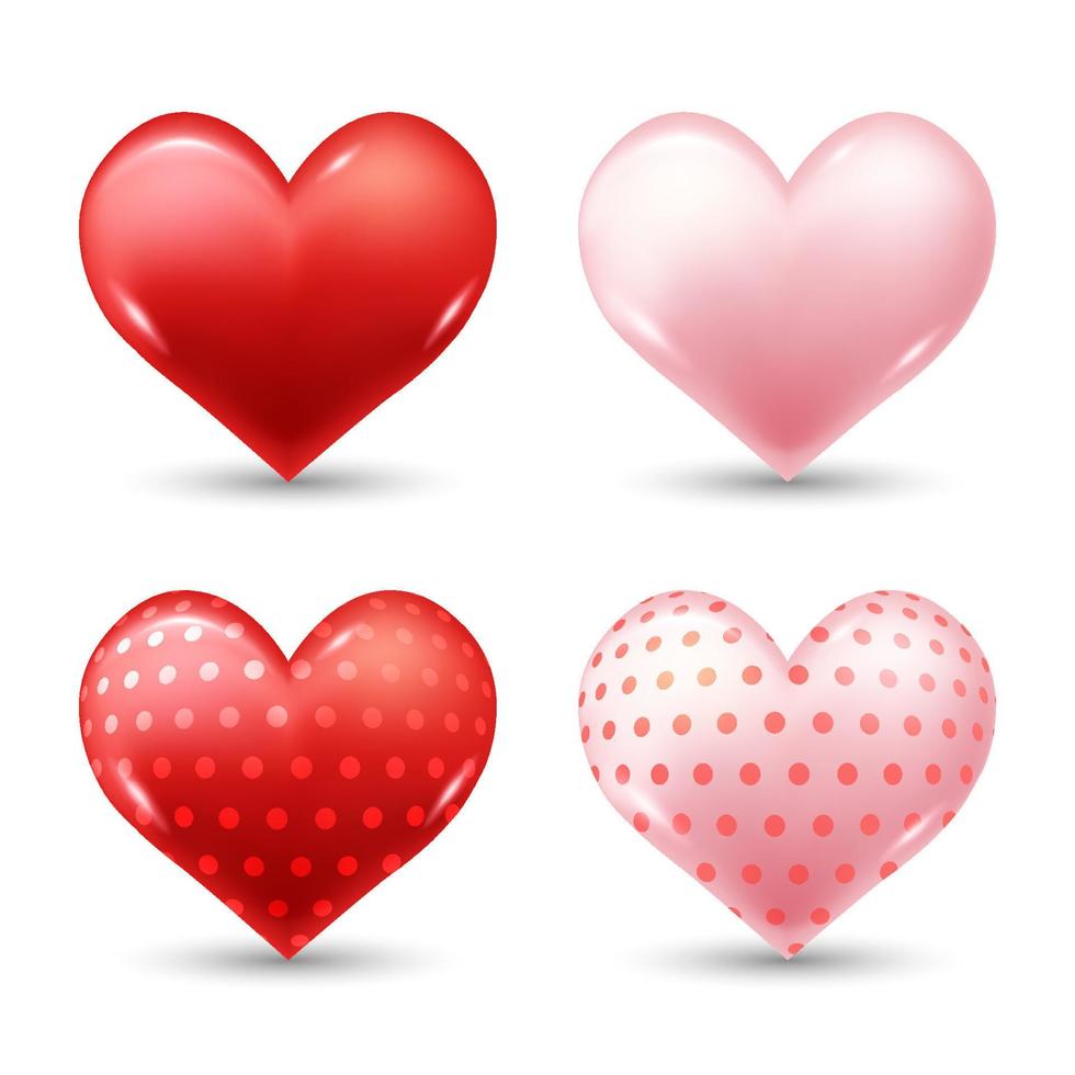 pack of realistic 3D love or heart shape vector illustration