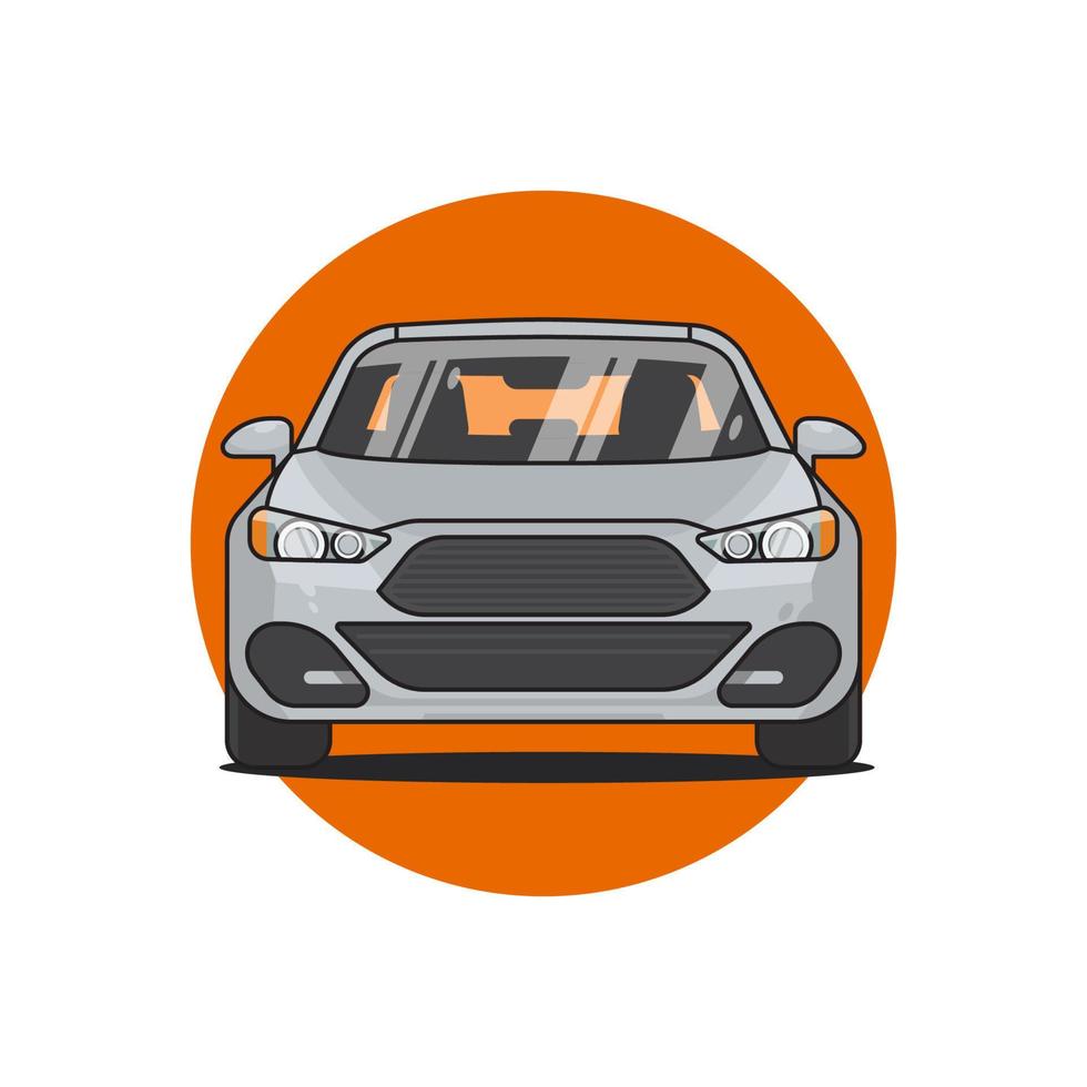 Sedan car front view, vector illustration
