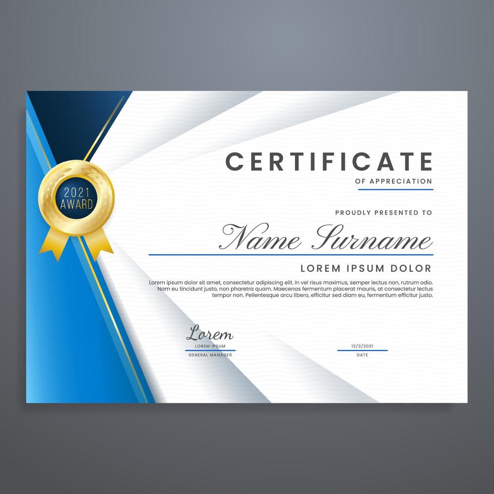 vector de plantilla de diseño de certificado elegante, borde de certificado multipropósito, puede usarse para reconocimiento, evento, graduación, asistencia, premio, etc.