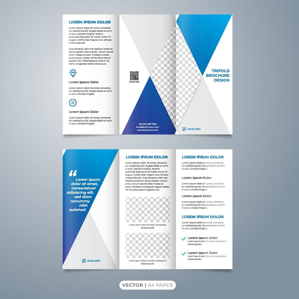 modern geometric tri fold brochure design template vector