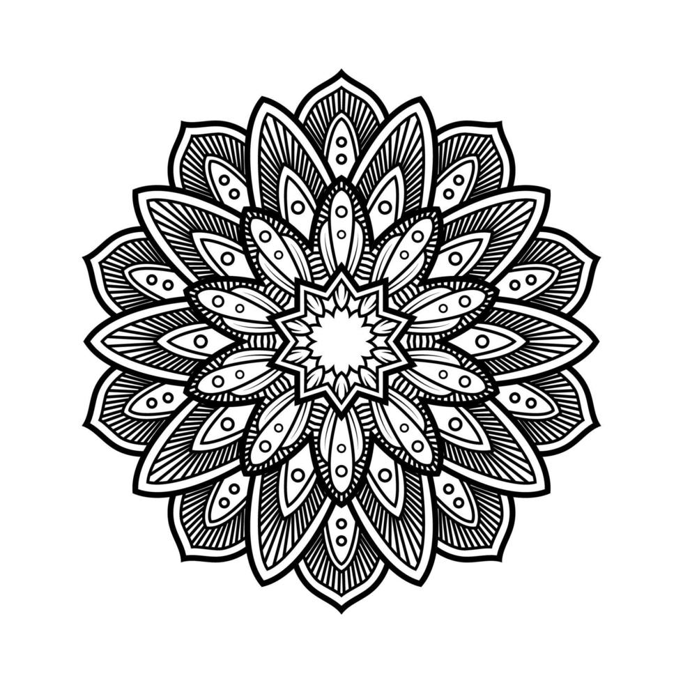 decorative circular flower pattern, mandala art vector, can be used for coloring book page, henna, tattoo. vector