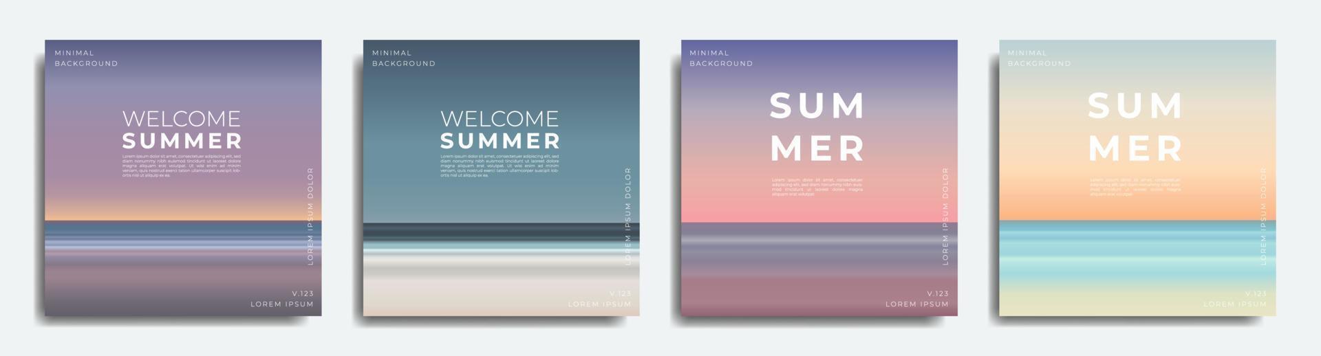 Abstract summer background bundle. Gradient with summer colors, beach. vector