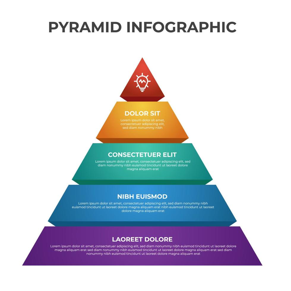 4 puntos, viñeta, diagrama de pirámide de lista, vector de plantilla de elemento infográfico empresarial, se puede utilizar para publicaciones en medios sociales, presentaciones, etc.