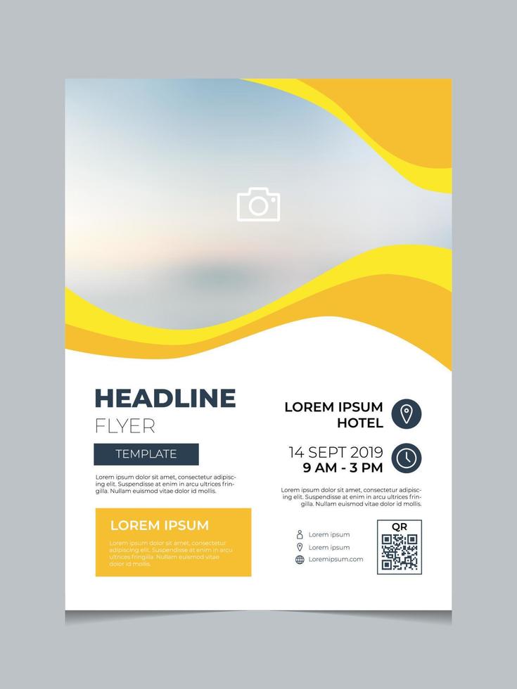 Business brochure template vector, poster, flyer, cover design with wavy orange background vector