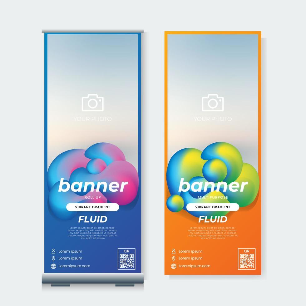 Set of cool roll up banner template vector. Abstract background vector