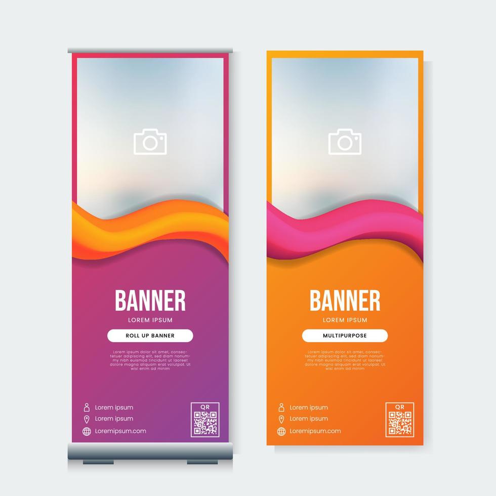 Set of modern roll up banner template vector. Abstract background vector