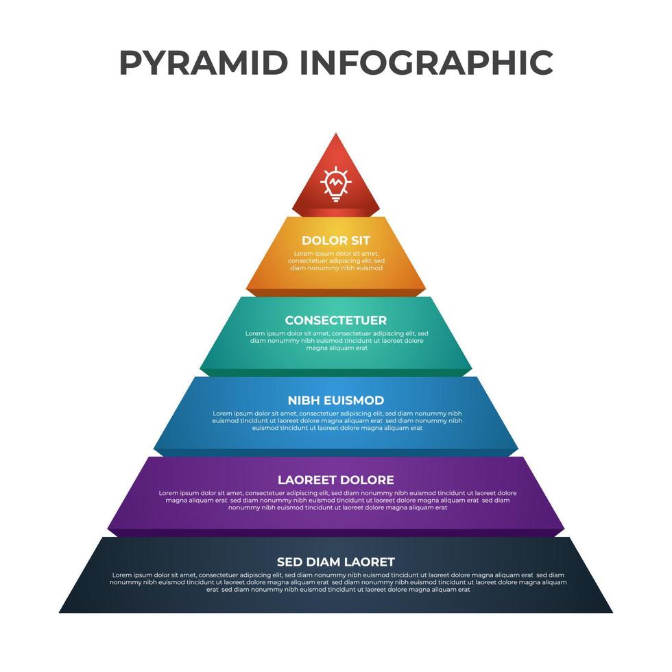 5 point, bullet, list pyramid diagram, business infographic element template vector, can be used for social media post, presentation, etc. vector