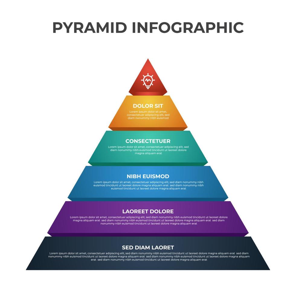 5 point, bullet, list pyramid diagram, business infographic element template vector, can be used for social media post, presentation, etc. vector