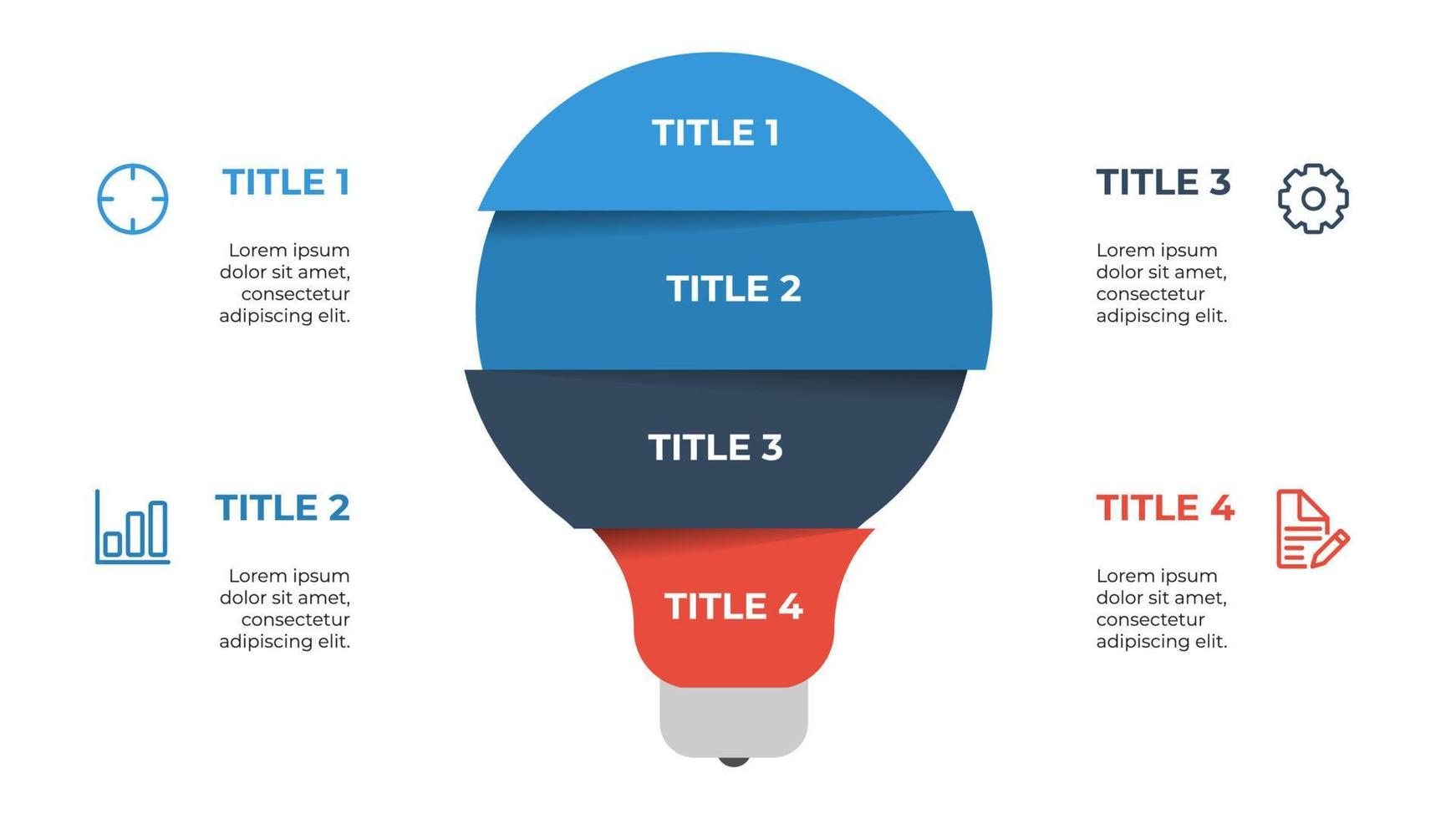 light bulb list infographic element vector with 3 points, steps, options, processes