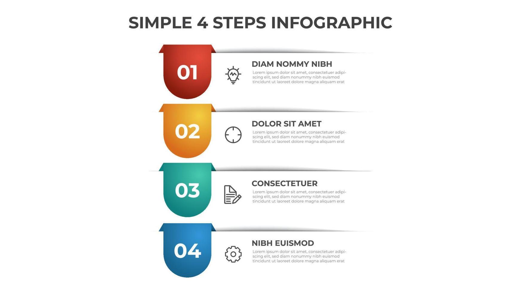 Colorful 4 points of steps diagram with simple design, infographic template vector. vector