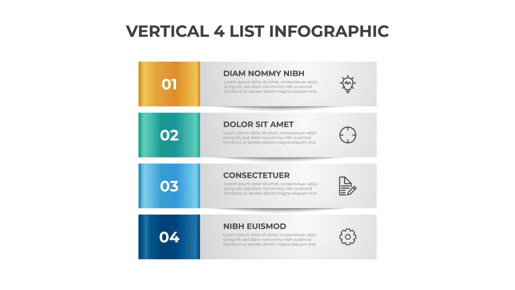 4 points of steps, block list layout diagram, infographic element template vector