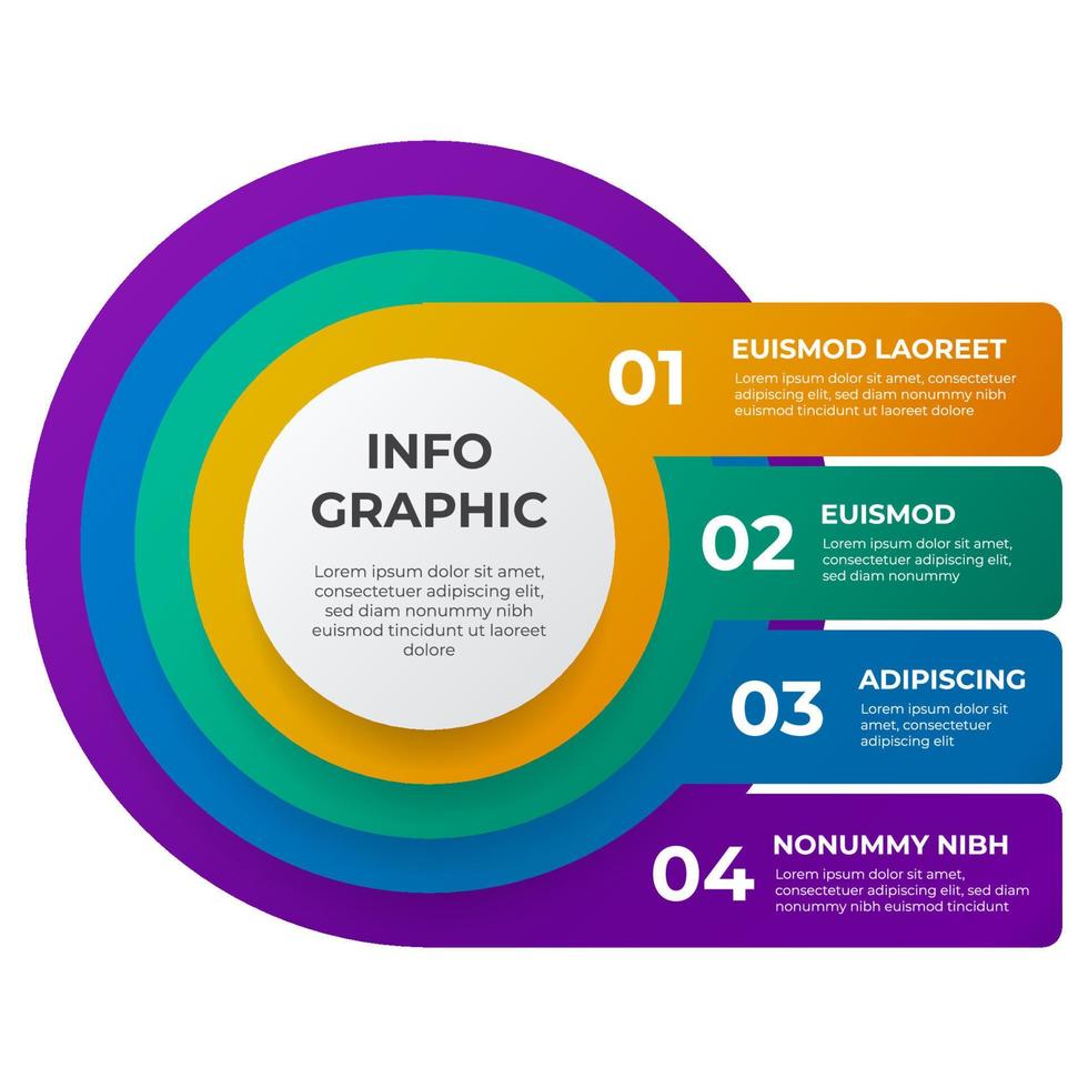 vector de plantilla de elemento infográfico de lista circular, 4 puntos, opciones, diseño de diagrama de pasos.