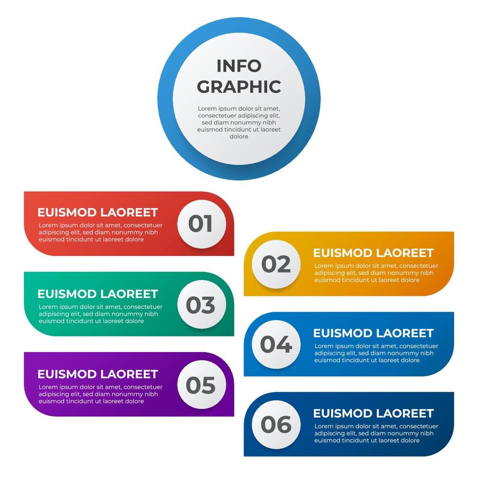 6 list infographic element template vector, point, bullet, step diagram, can be used for social media or presentation. vector