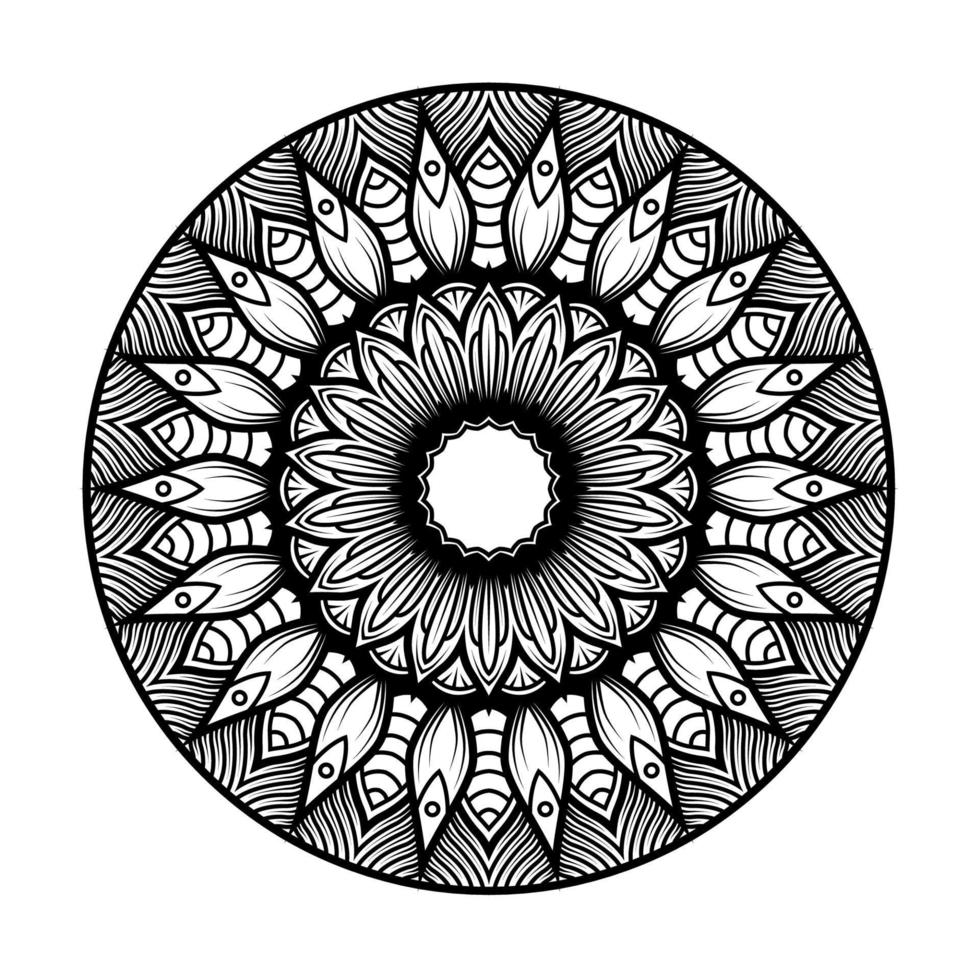 mandala vector design art. decorative circular pattern, can be used for coloring book page, tattoo, henna.