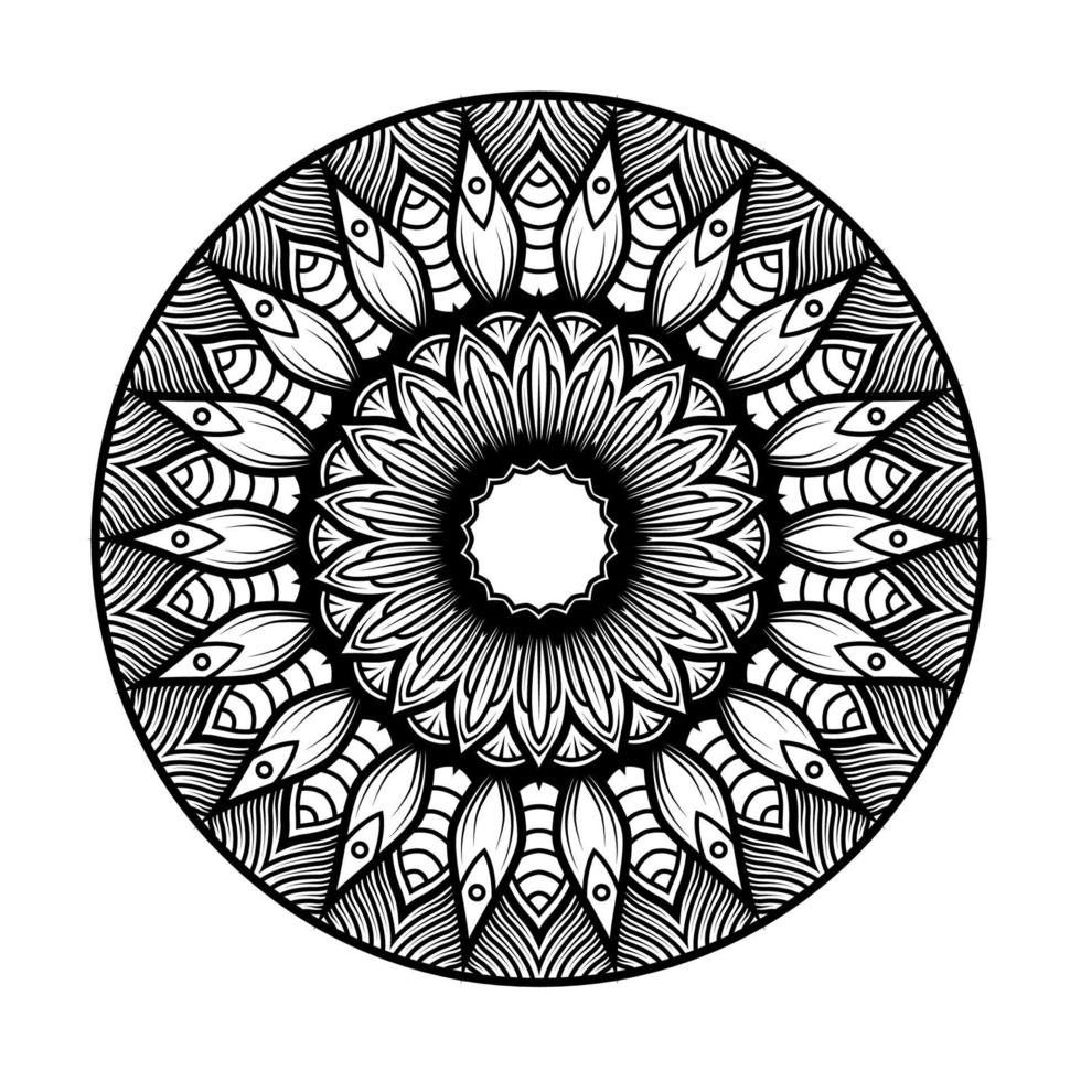 mandala vector design art. decorative circular pattern, can be used for coloring book page, tattoo, henna.