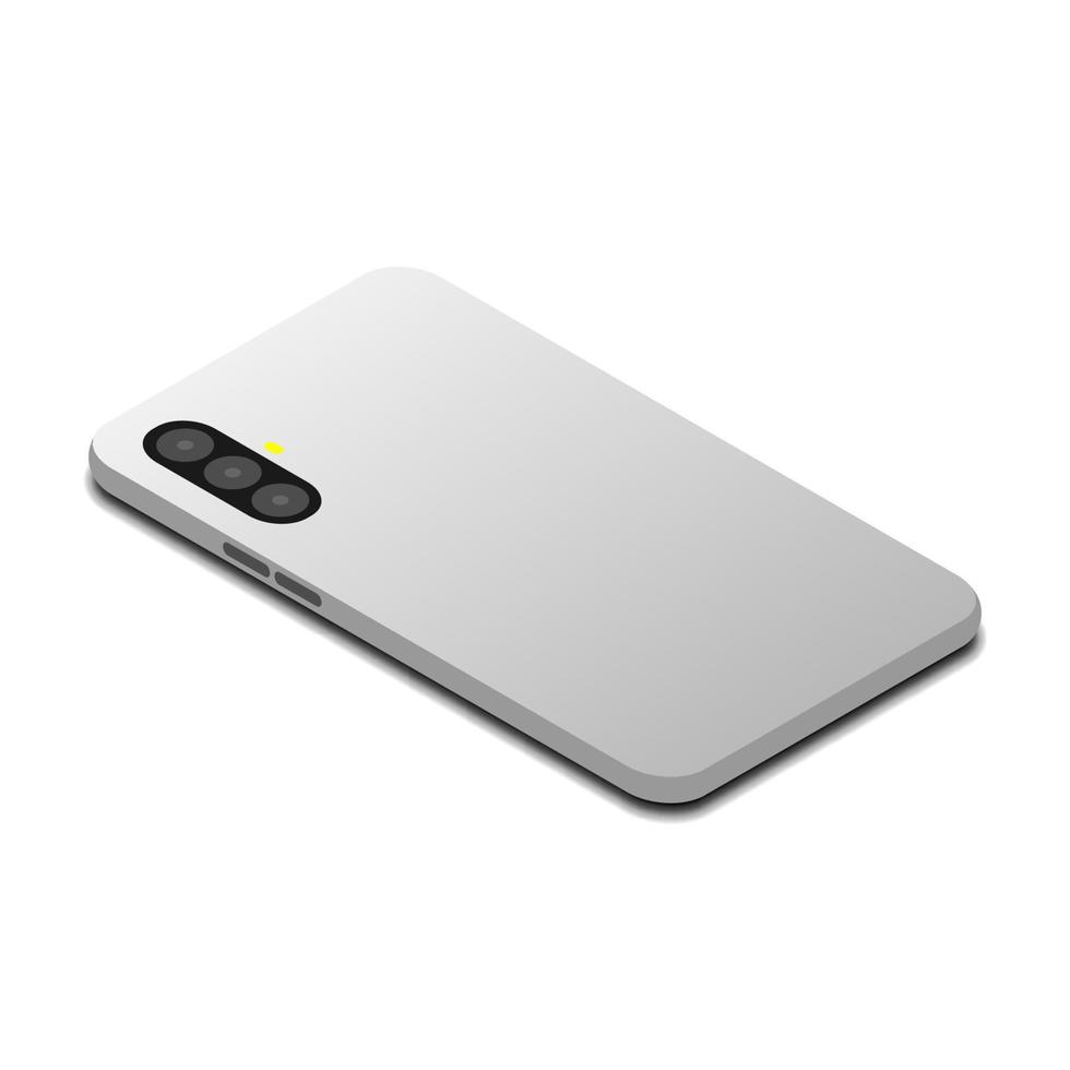 rear view of smartphone with isometric view isolated on white background vector illustration