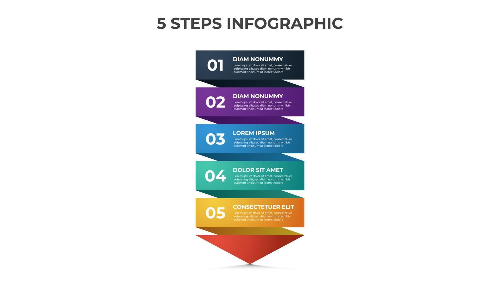 5 points of steps infographic template vector, arrow list diagram layout for presentation, etc vector