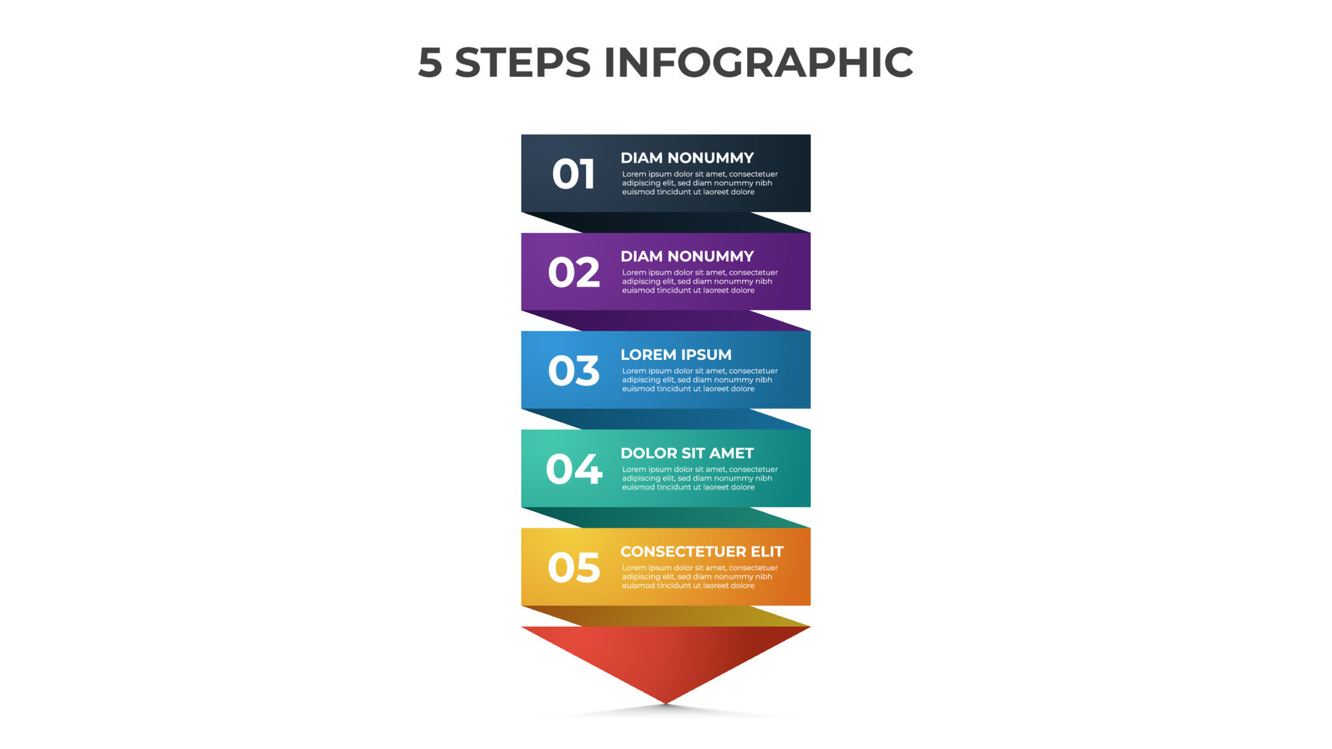 5 points of steps infographic template vector, arrow list diagram