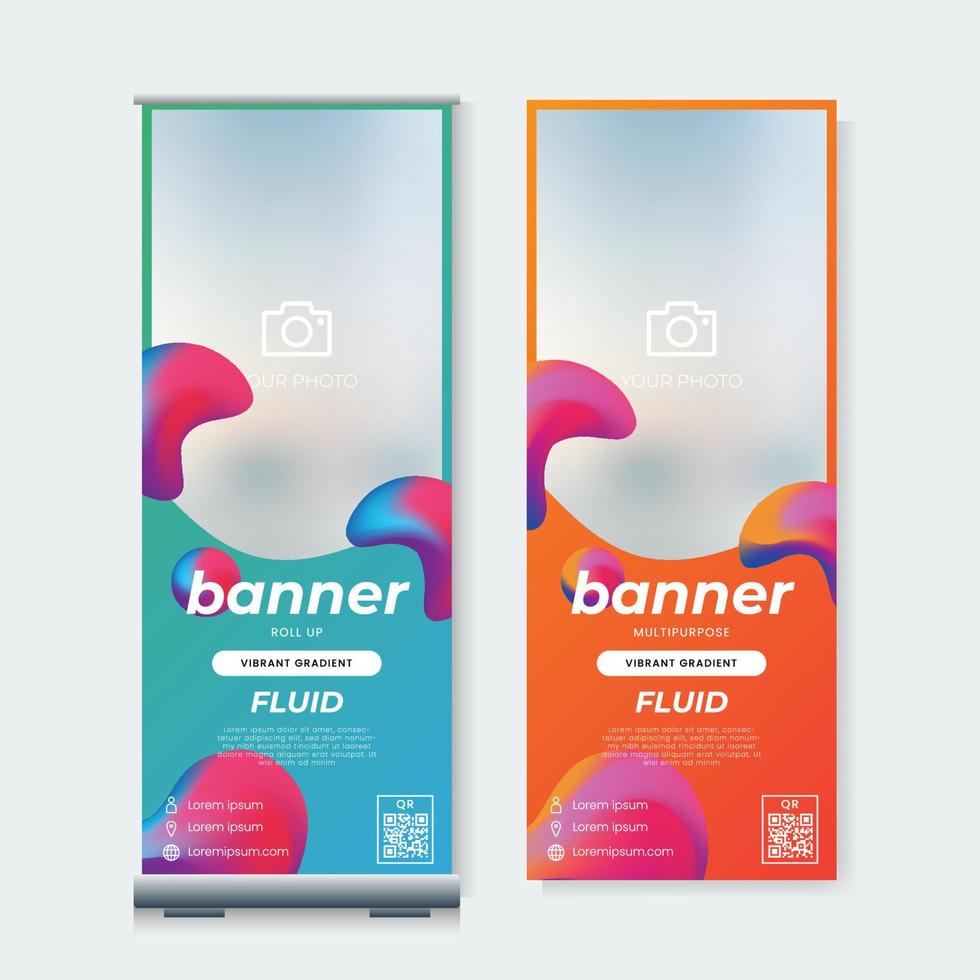 Set of roll up banner template vector. Fluid Gradient Abstract Background vector