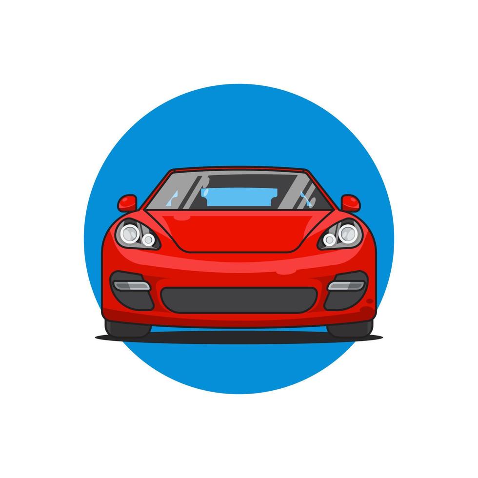 Red sport car front view, vector illustration