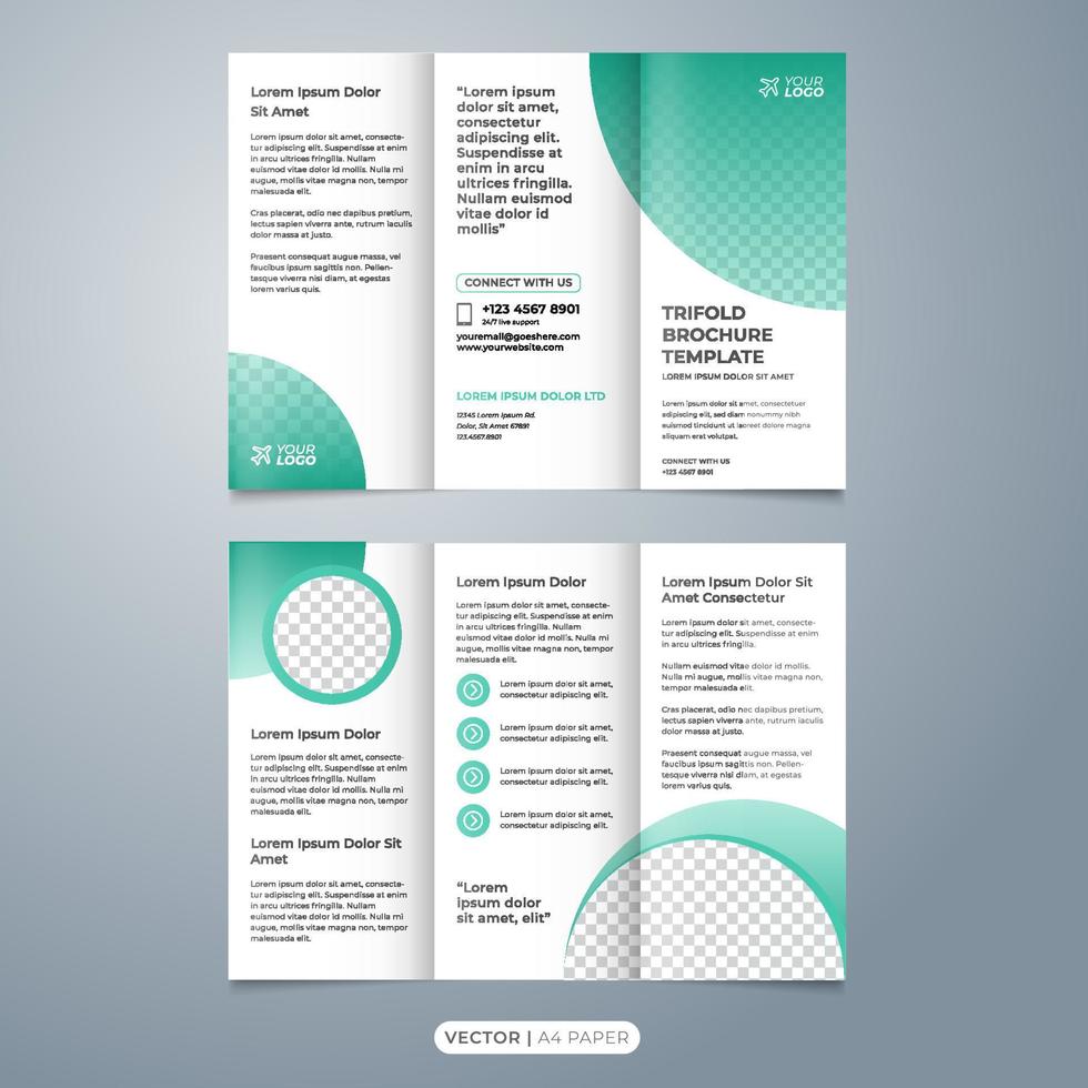 Abstract green circle tri fold brochure template vector