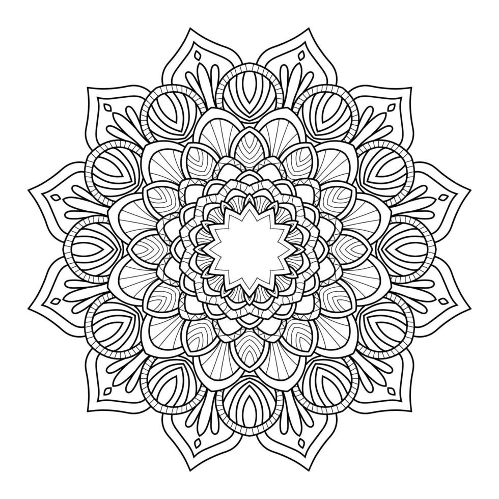 página del libro de colorear mandala. patrón circular para henna, mehdi, tatuaje, adorno decorativo vintage. vectorial en blanco y negro. vector