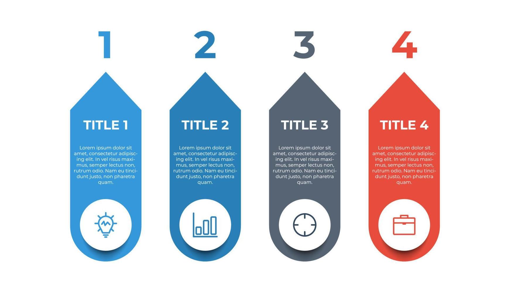 elemento infográfico con 4 opciones, pasos, procesos, lista, punto. vector de plantilla de visualización de datos comerciales