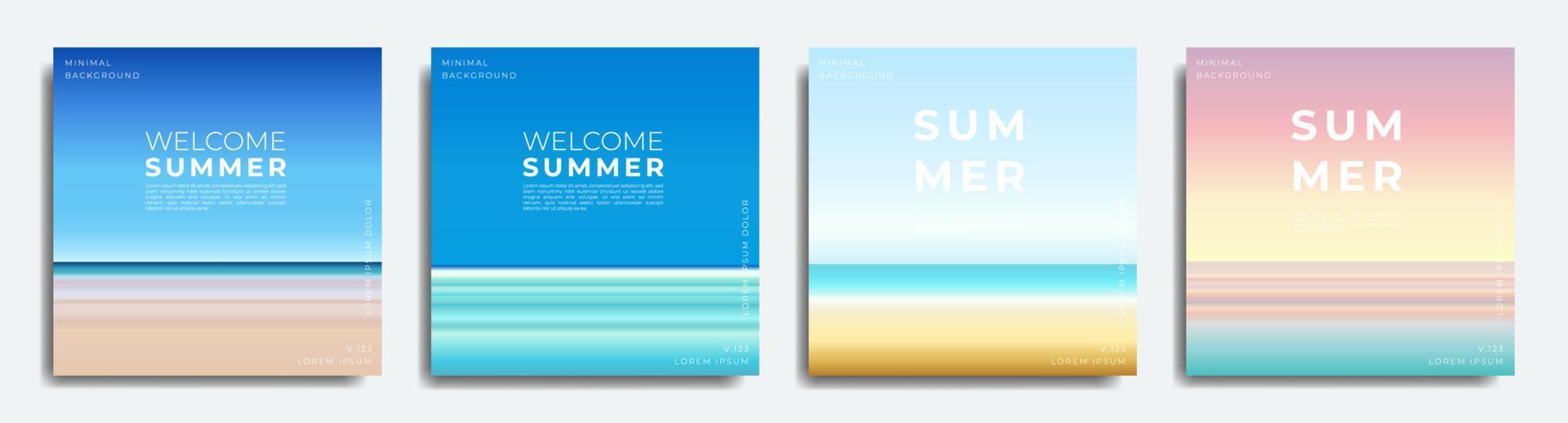 Abstract summer background bundle, gradient with summer, beach, sea colors vector