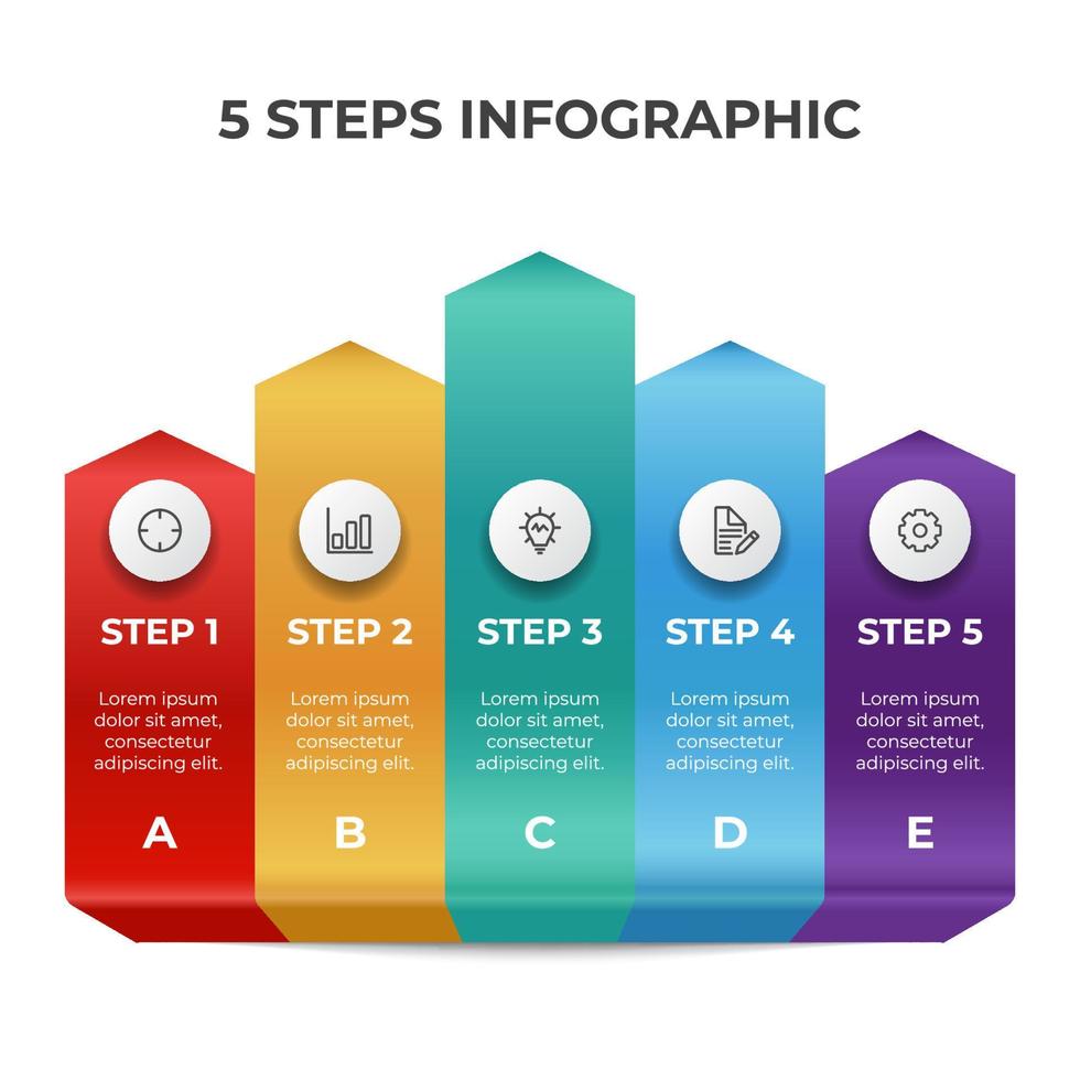 infographic element vector with 5 bullets, steps, options, list, arrow chart diagram
