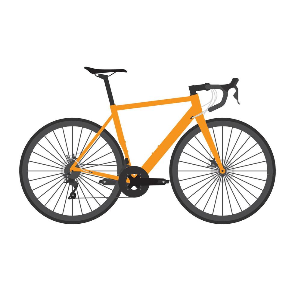 road bike vector, race bicycle with orange color illustration, isolated on white background vector
