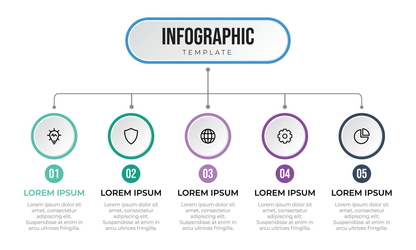 Business infographic template with 5 options, list, steps, processes. Can be used for workflow, outline, chart, diagram, information, presentation, slide, brochure, poster, etc. vector