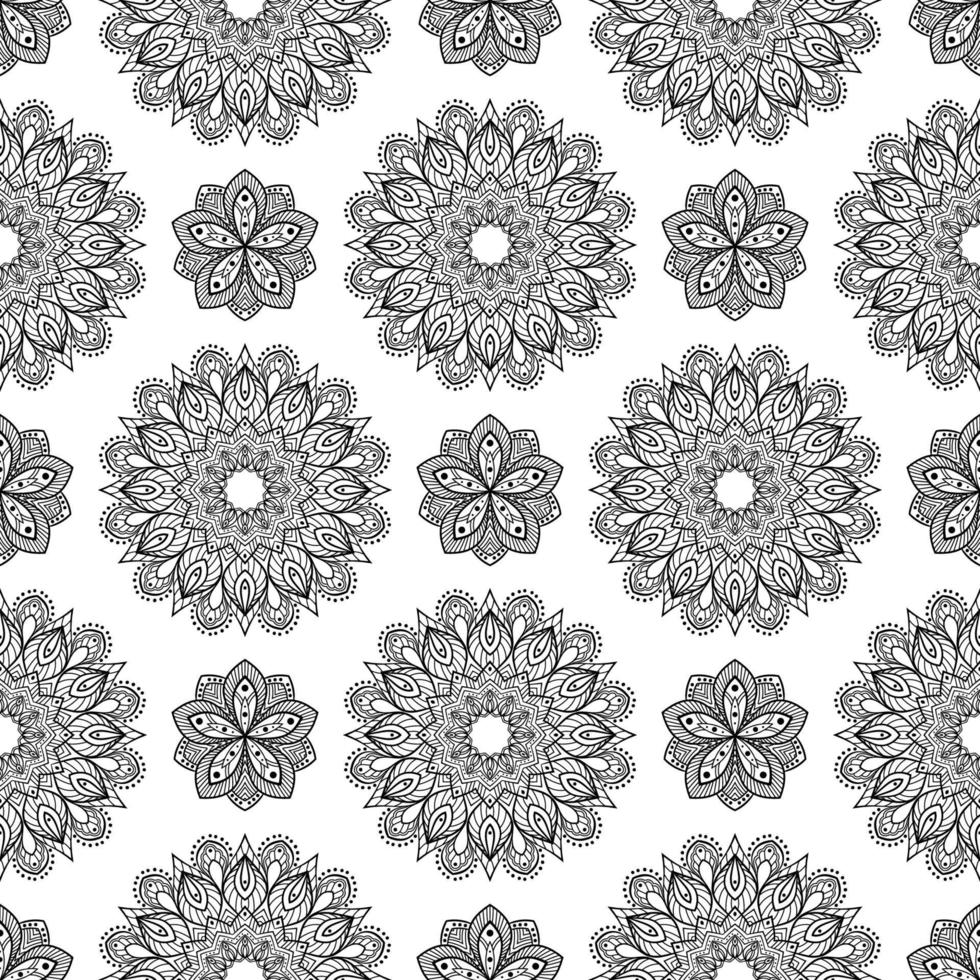 Floral seamless pattern. Mandala circular pattern. Vintage decorative ornament, boho chic, ethnic pattern. use for textile print, wall paper, background, wallpaper, packaging paper, etc. vector