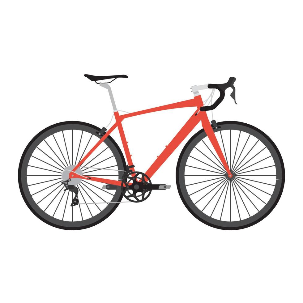 vector de bicicleta, ilustración de bicicleta de carretera con color rojo, aislado en fondo blanco