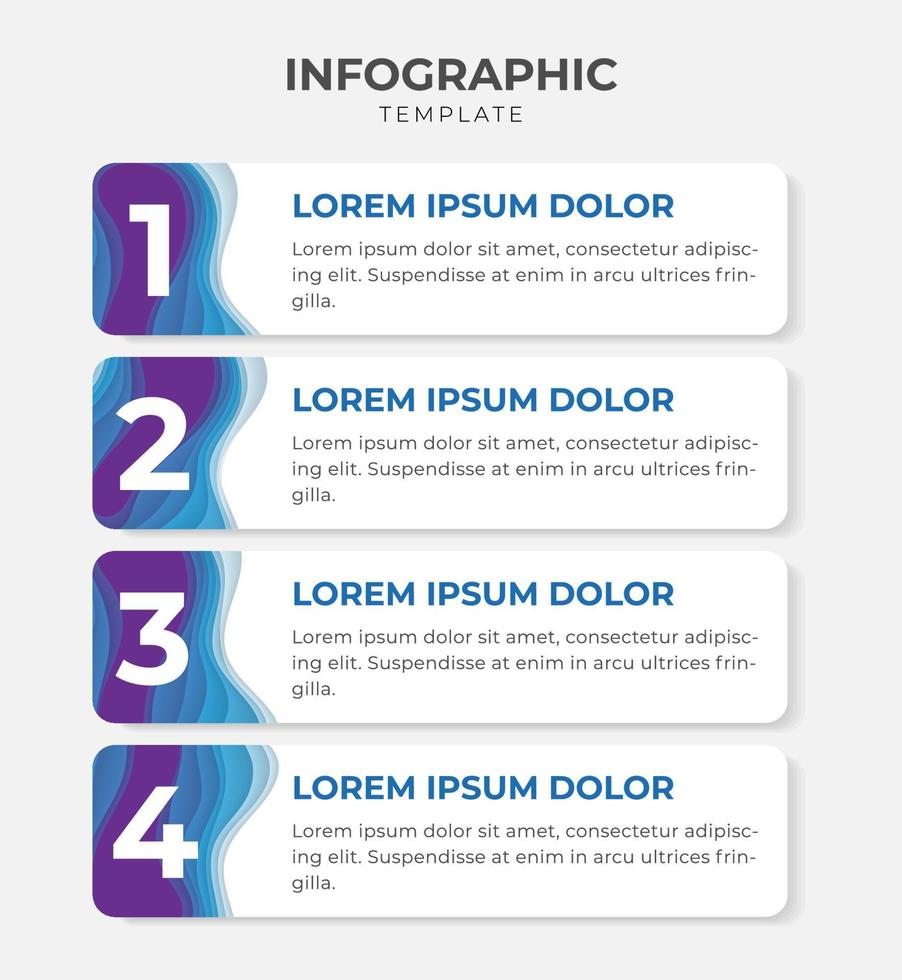 infographic element with paper cut design and 4 points, numbering, list vector