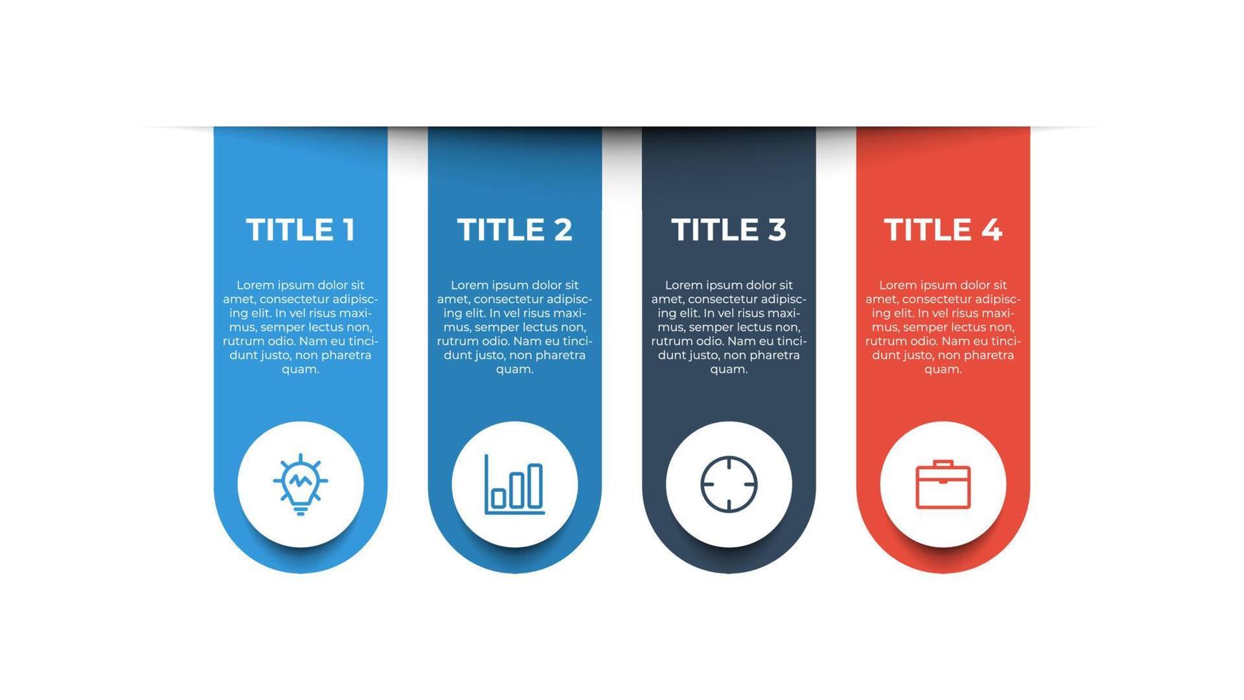 elemento infográfico con 4 opciones, pasos, procesos, lista, punto. vector de plantilla de visualización de datos comerciales