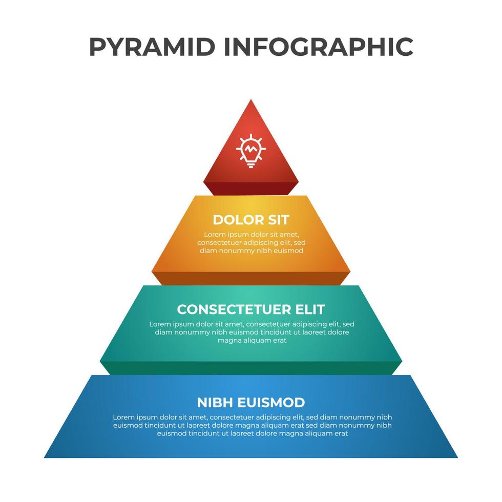 3 puntos, viñeta, diagrama de pirámide de lista, vector de plantilla de elemento infográfico empresarial, se puede utilizar para publicaciones en medios sociales, presentaciones, etc.