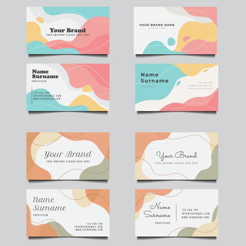 pack of Business card template with pastel color vector